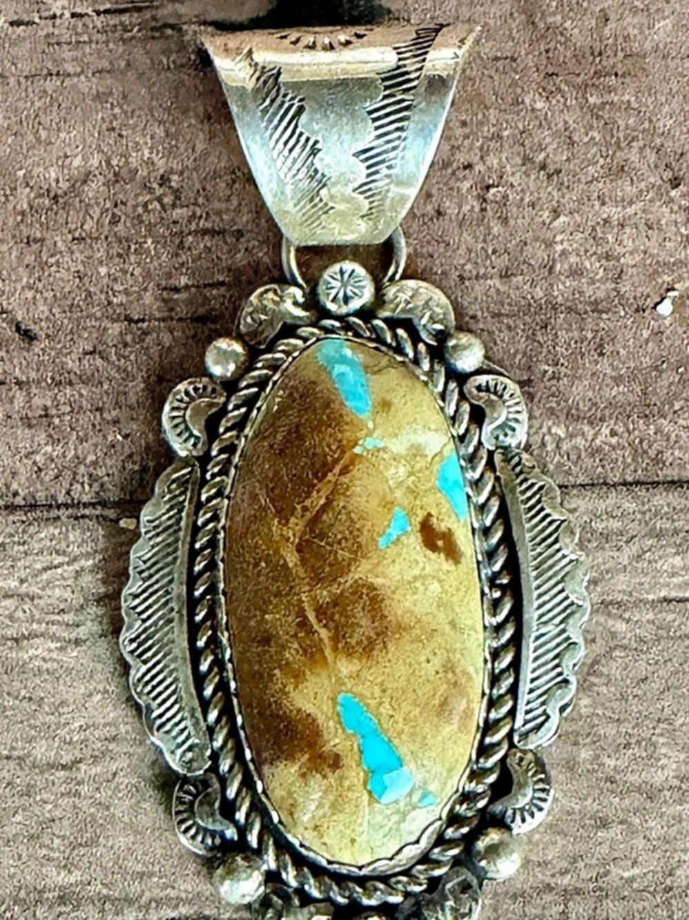 Stamped Sterling Silver Royston Turquoise Pendant